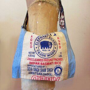 Upcycled rice bag, over the sholder oversize bag